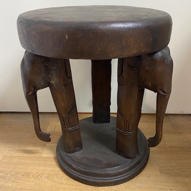 TABLE, Side Tabe - Carved Wood Elephant